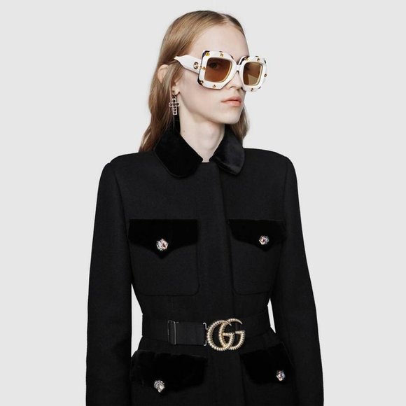 Gucci Sz 38 XS 2020 Cruise Wool Velvet Logo Coats - Picture 3 of 11